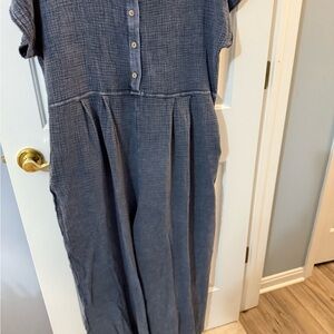 Mittoshop Blue Denim Jumpsuit with Relaxed Fit